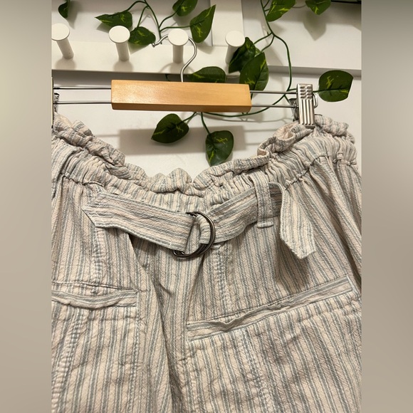 New Sz XS Free People Runyon Oversize Stripe Pant Harem Pale Blue Drawstring - Picture 7 of 9